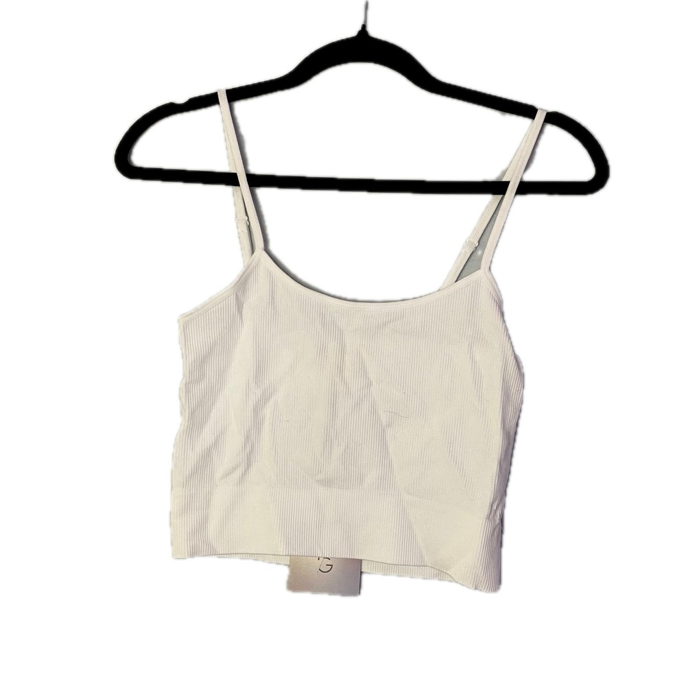 Happily Grey Ribbed Camisole Women Size M White New Cropped Spaghetti Strap Brax